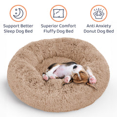 Petloox Donut Bed camel with nest-like shape supports calm lounging.