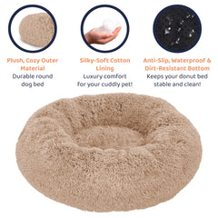 Petloox Donut Bed camel removable cover enables easy cleaning.