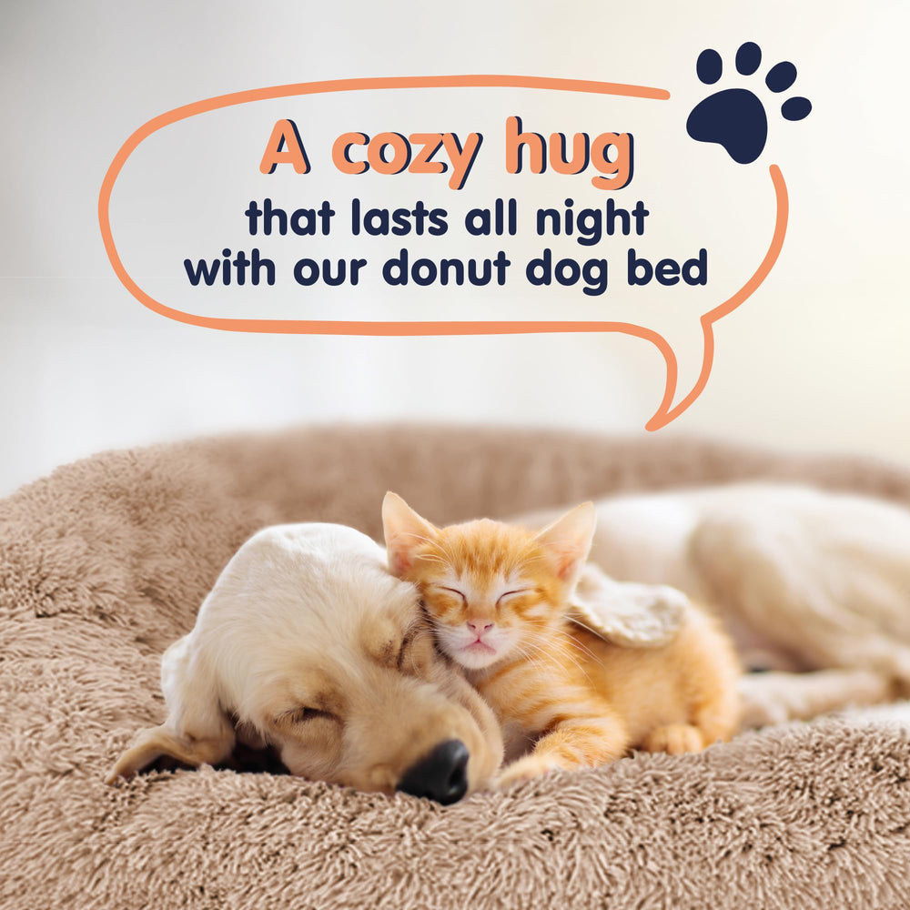 Petloox Donut Bed camel durable fabric for long-lasting use.