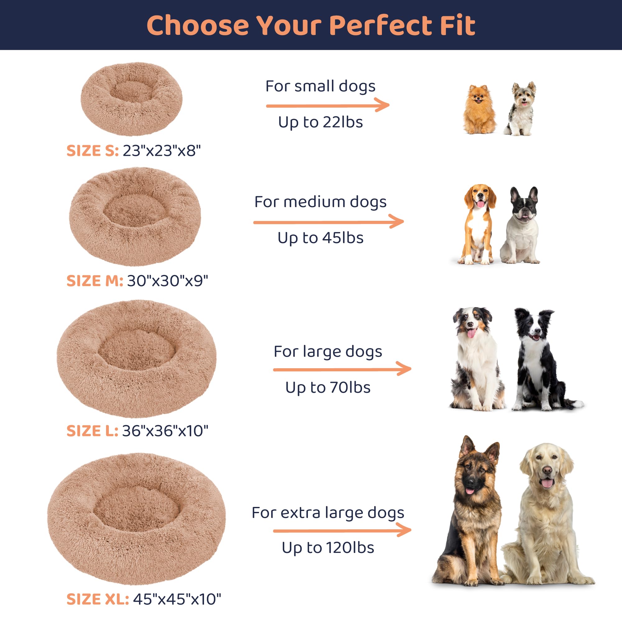 Petloox Donut Bed camel, medium top view showing round comfort.