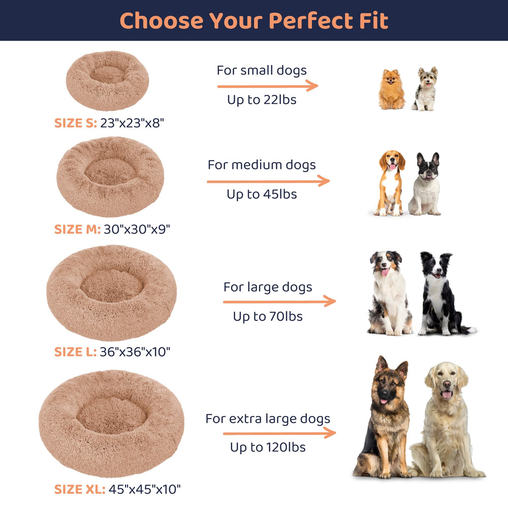 Petloox Donut Bed camel, medium top view showing round comfort.