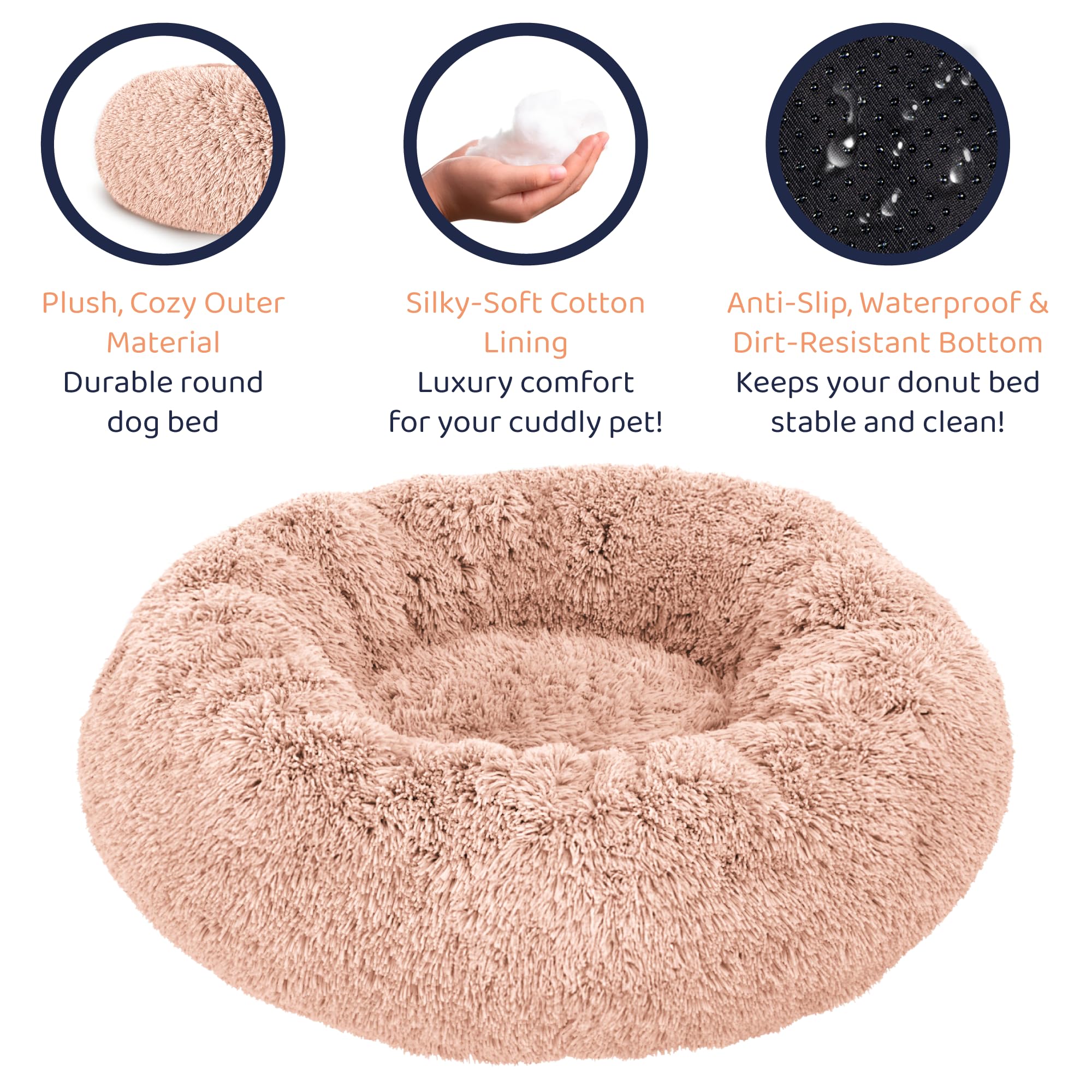 Petloox Donut Bed plush fabric closeup showing ultra soft texture.