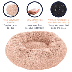 Petloox Donut Bed plush fabric closeup showing ultra soft texture.