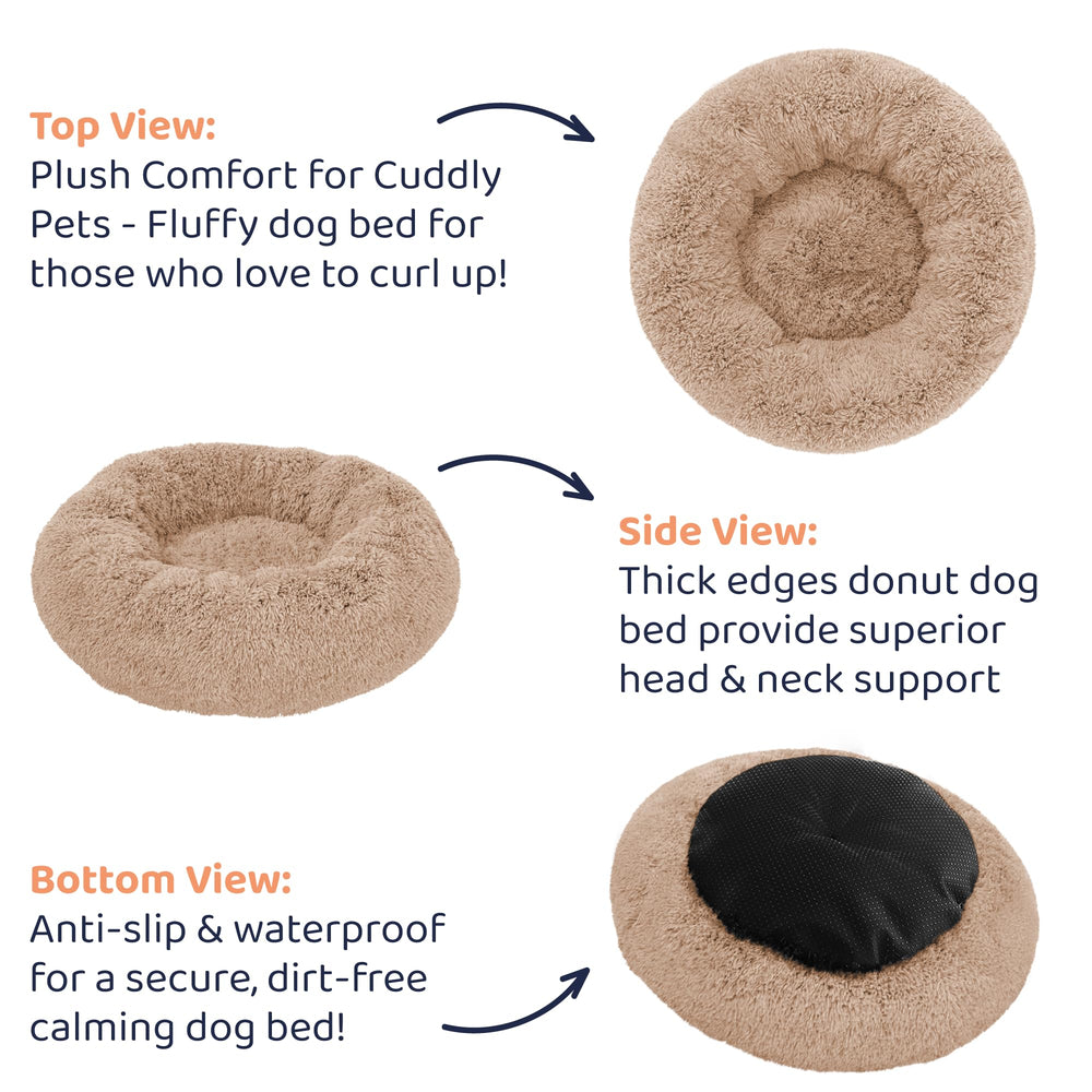 Petloox Donut Bed camel round design complements modern home decor.