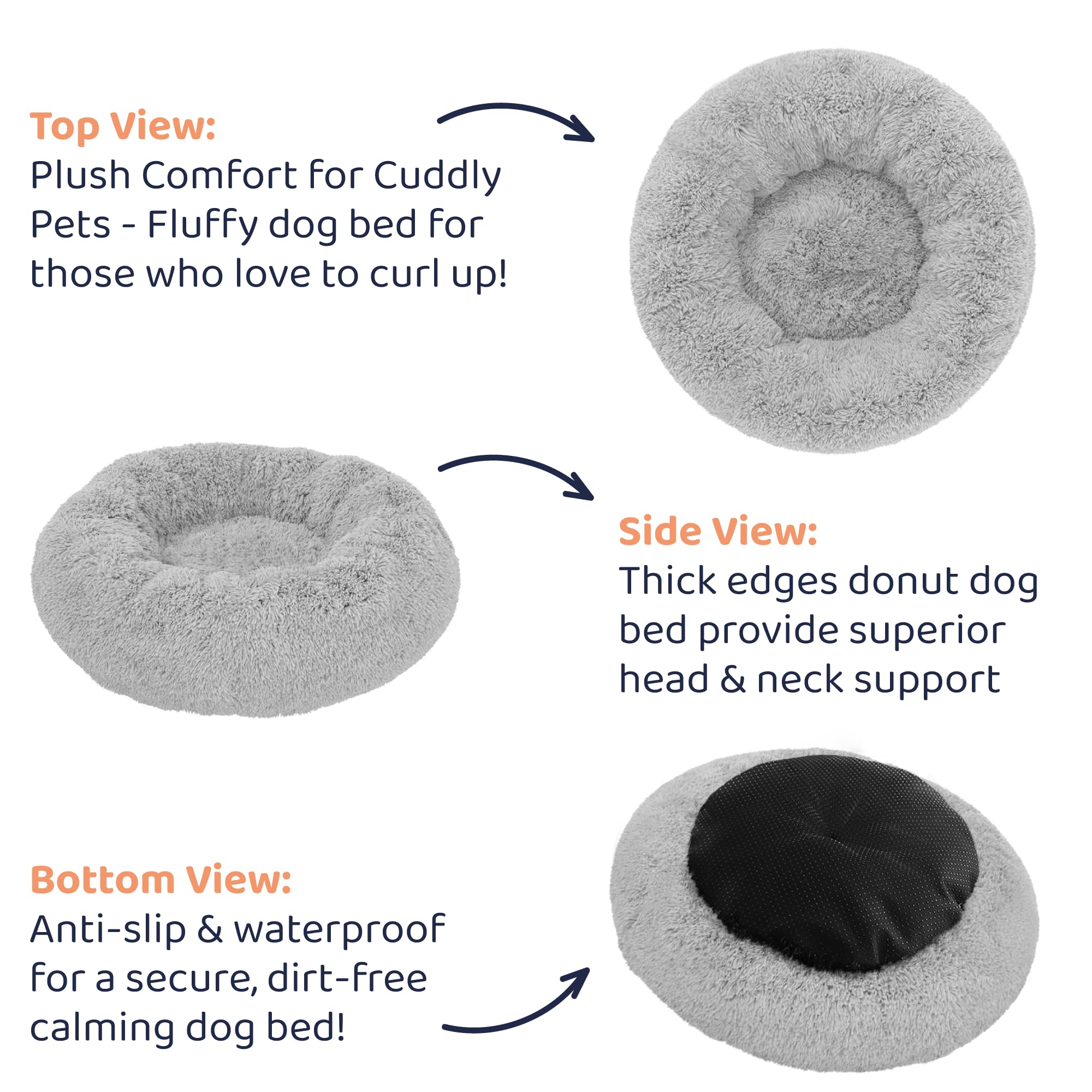 Petloox donut bed round shape encourages secure, nest-like relaxation.
