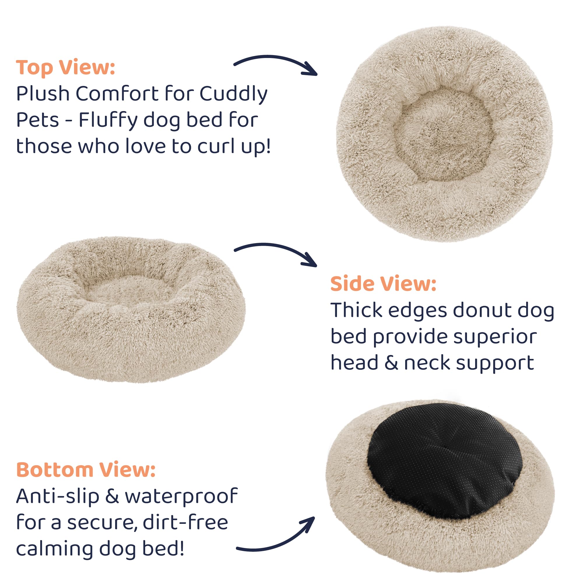 Petloox Donut Bed sizes from Small to XL fit many dogs