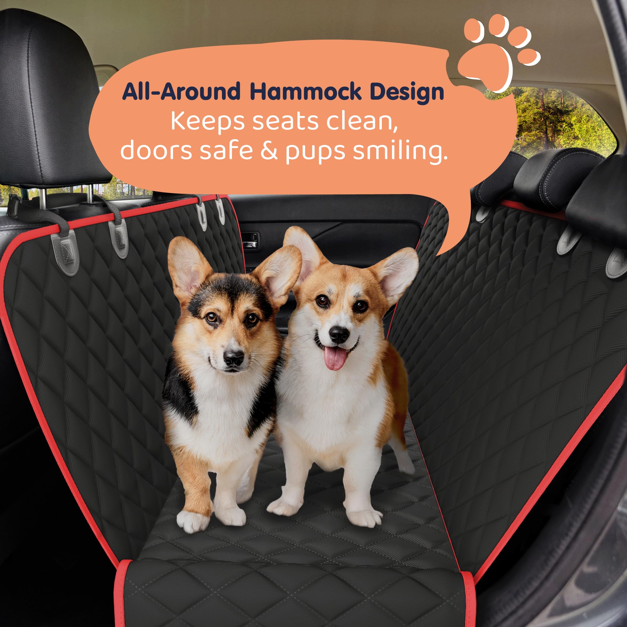 Petloox dog seat cover waterproof material shields seats from dirt and spills