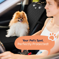 Petloox front seat cover non-slip backing prevents shifting during bumpy rides.