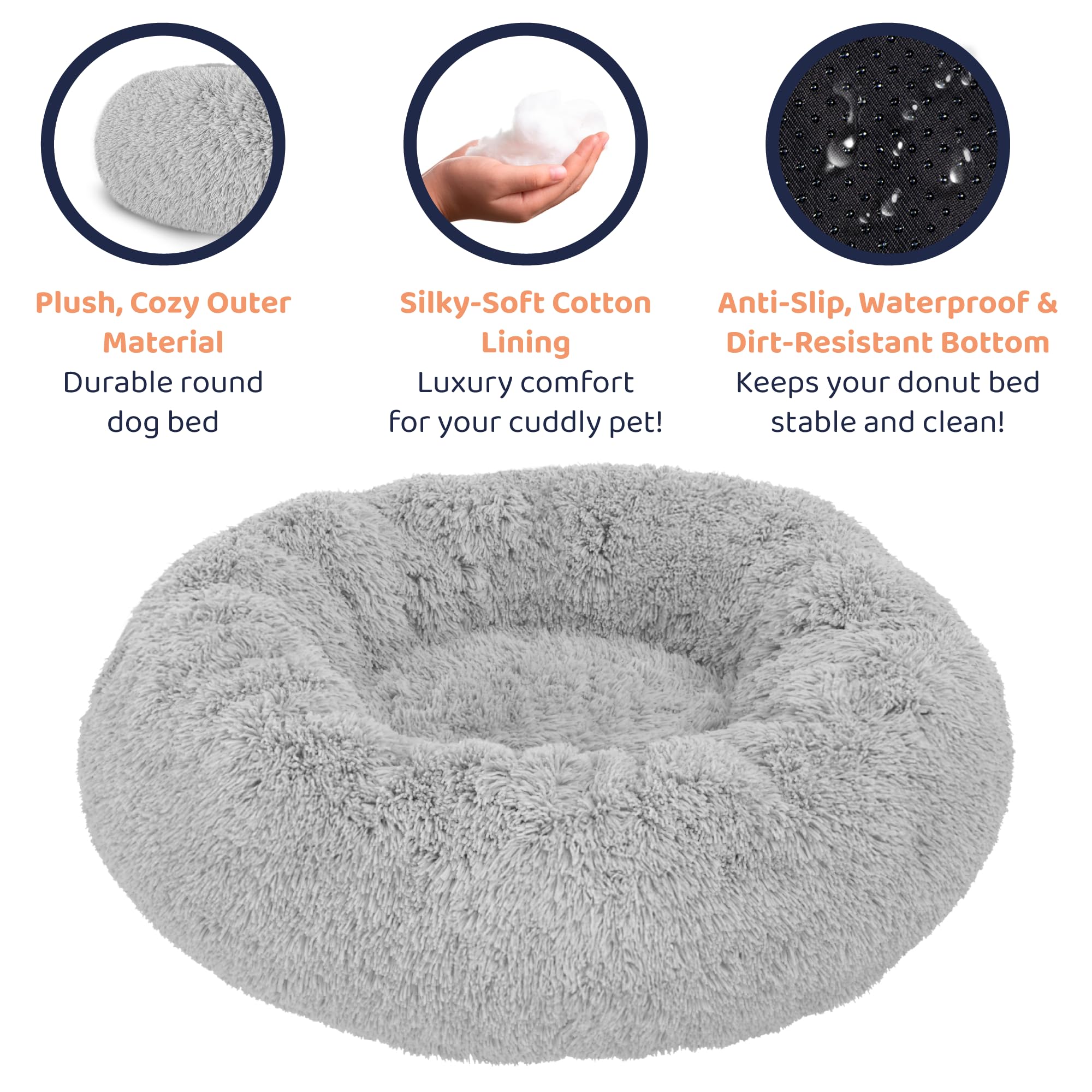 Petloox round bed complements modern home decor with softness.