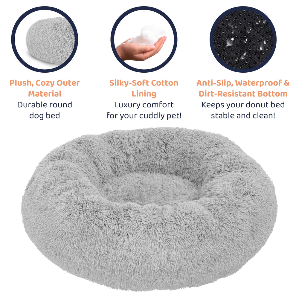 Petloox round bed complements modern home decor with softness.