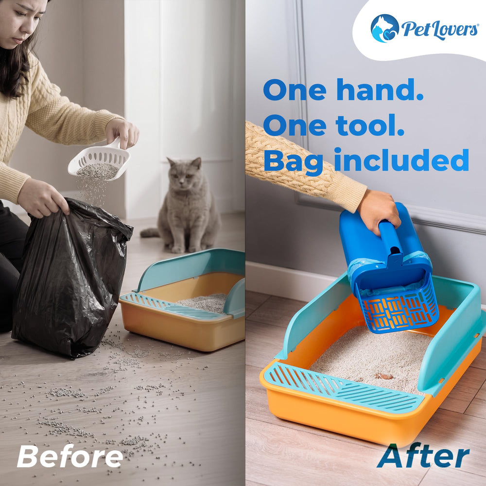PetLovers One-Handed Cleanup with a hinged scoop head designed for quick scooping.