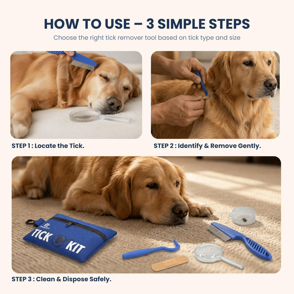 PetLuxe Care stainless steel tick remover enables precise extraction