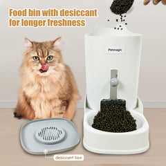 Petmagic gravity water dispenser angled for smooth flow and spill prevention.