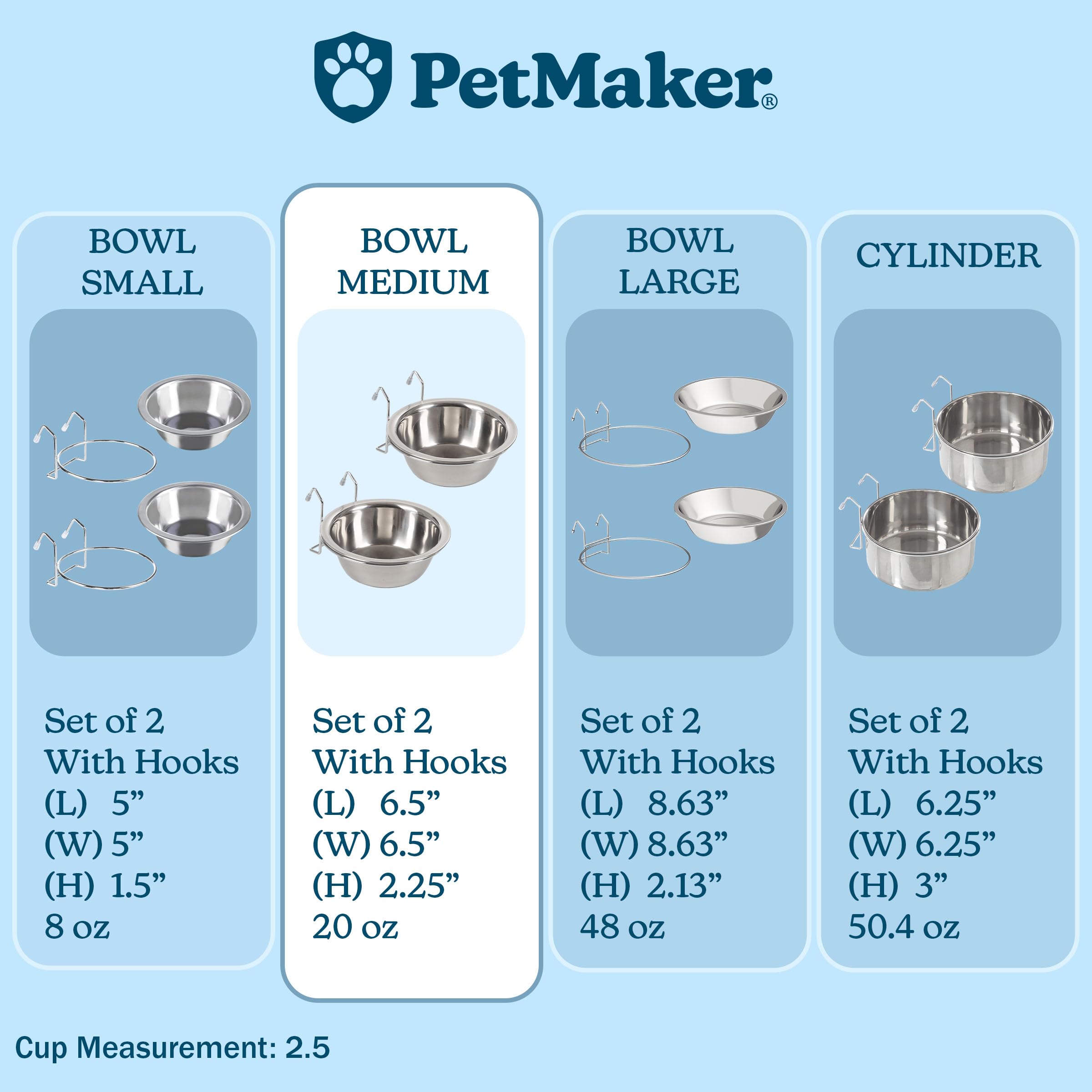 2 x 20-ounce capacity keeps dog and other small pets hydrated.
