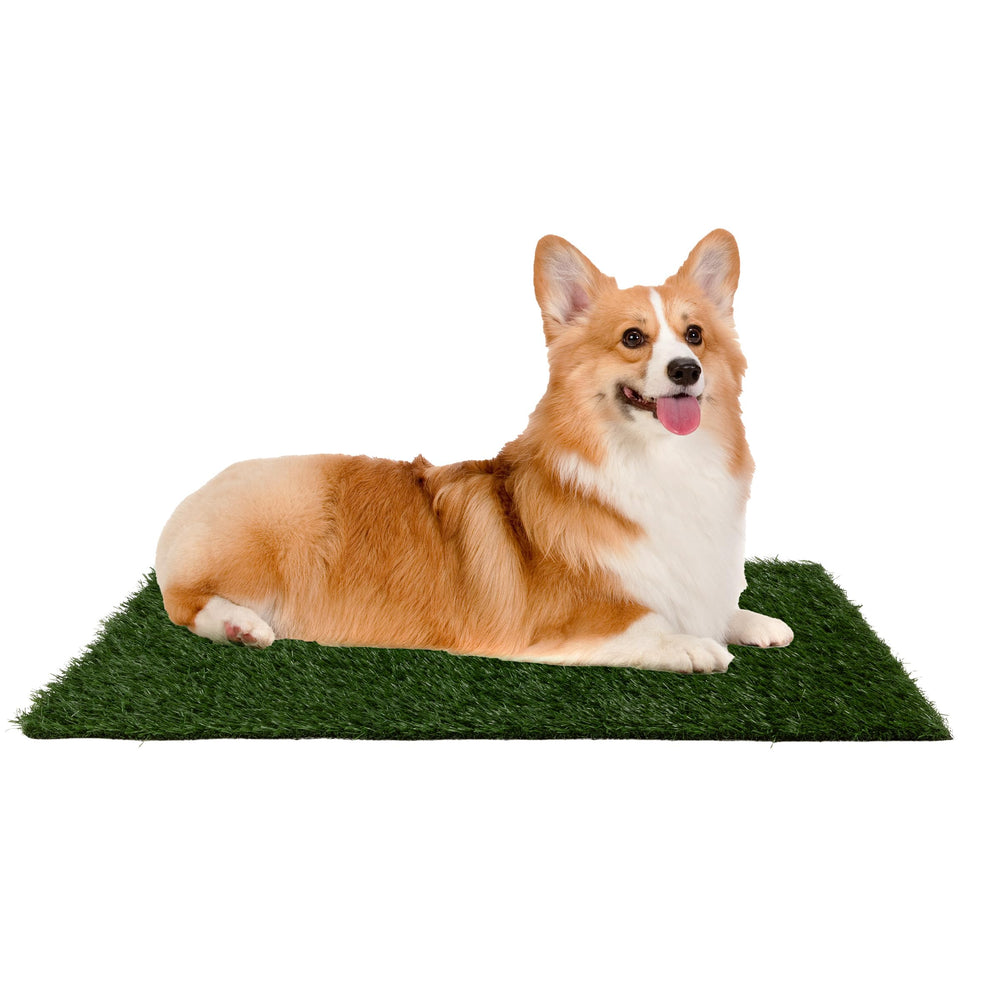 PETMAKER artificial grass puppy pad set with 23x18.5 inch turf for indoor potty training.
