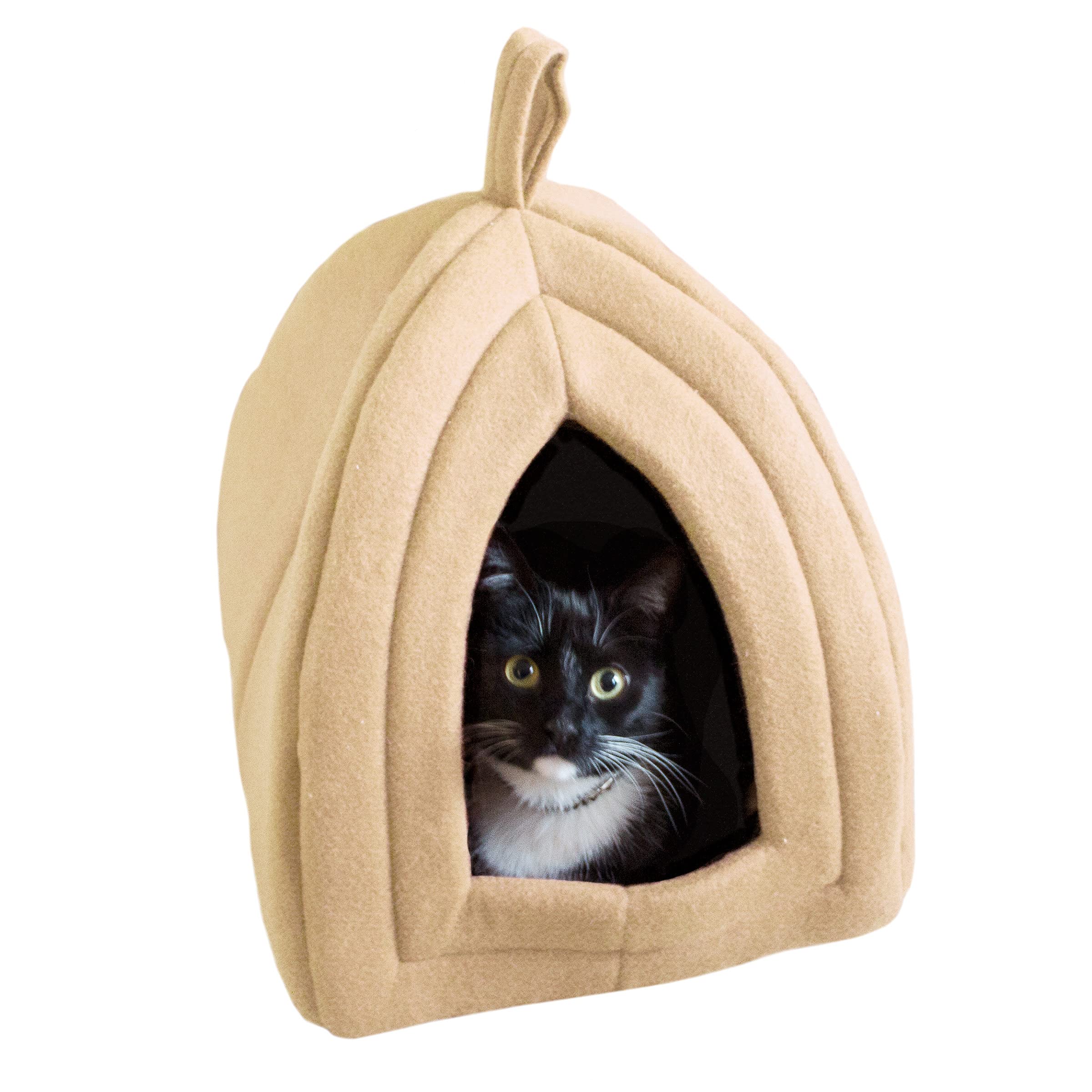 PETMAKER cat house indoor bed with plush fabric for cozy privacy.