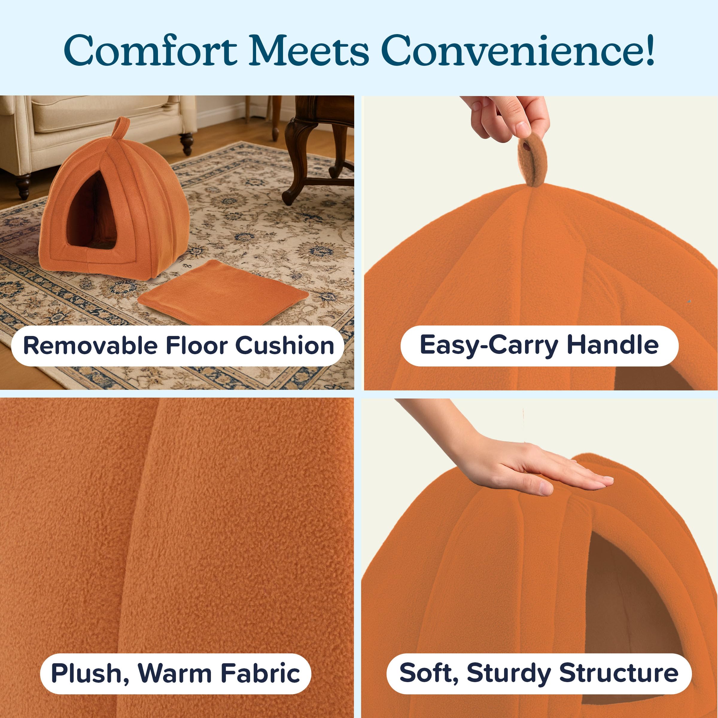 PETMAKER Cat House plush fabric creates a cozy indoor hideaway for cats and small mammals.
