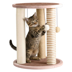 PETMAKER cat scratch post tower with three posts for claw sharpening and play.
