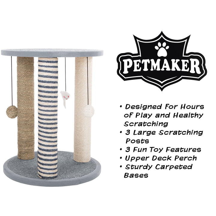 PETMAKER three-sisal-posts tower invites multi-cat play and scratching