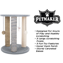 PETMAKER three-sisal-posts tower invites multi-cat play and scratching