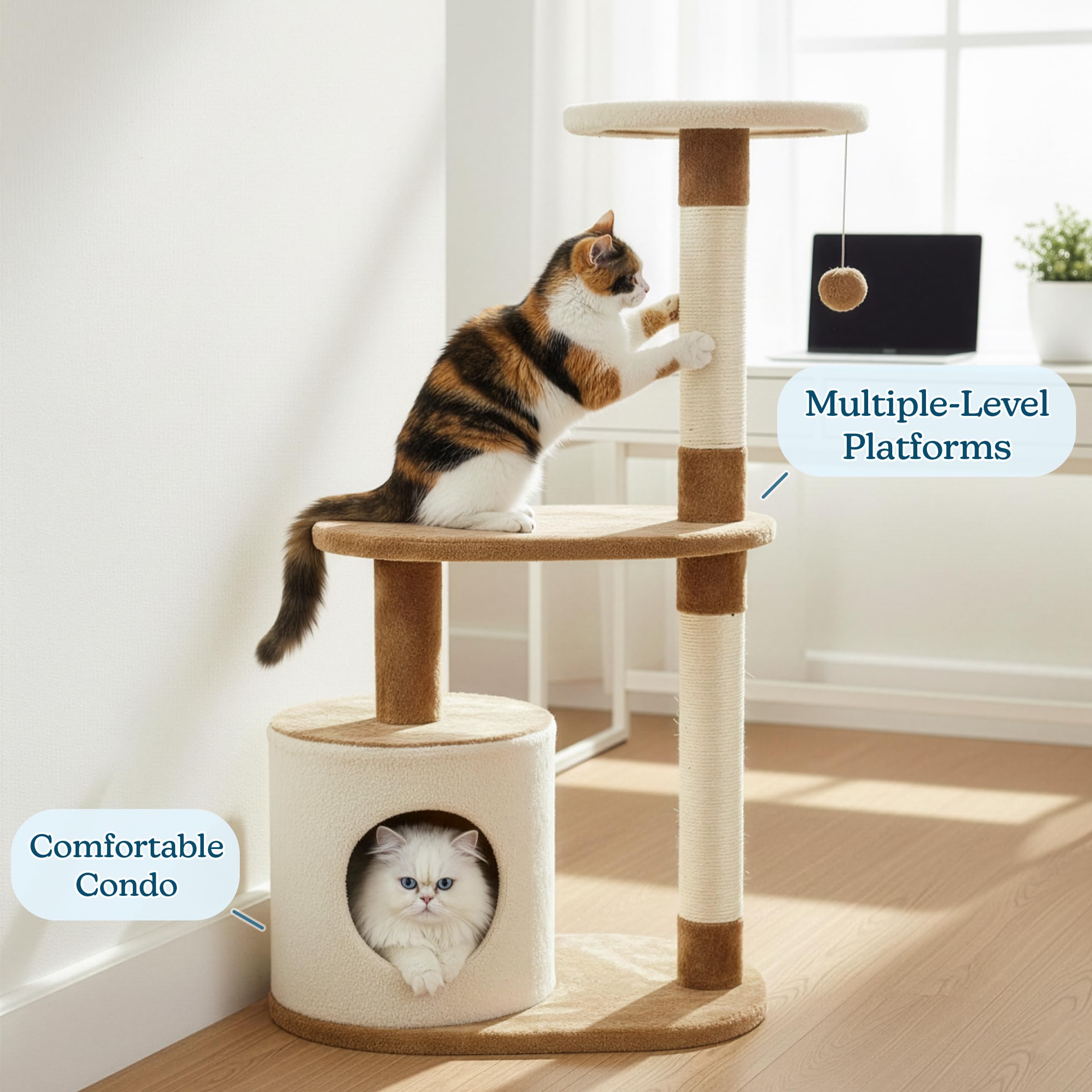 PETMAKER Cat Tree Base 21-Inch provides stable support during play