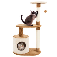 PETMAKER Cat Tree Condo 3-Tier with cozy condo and two perches for naps