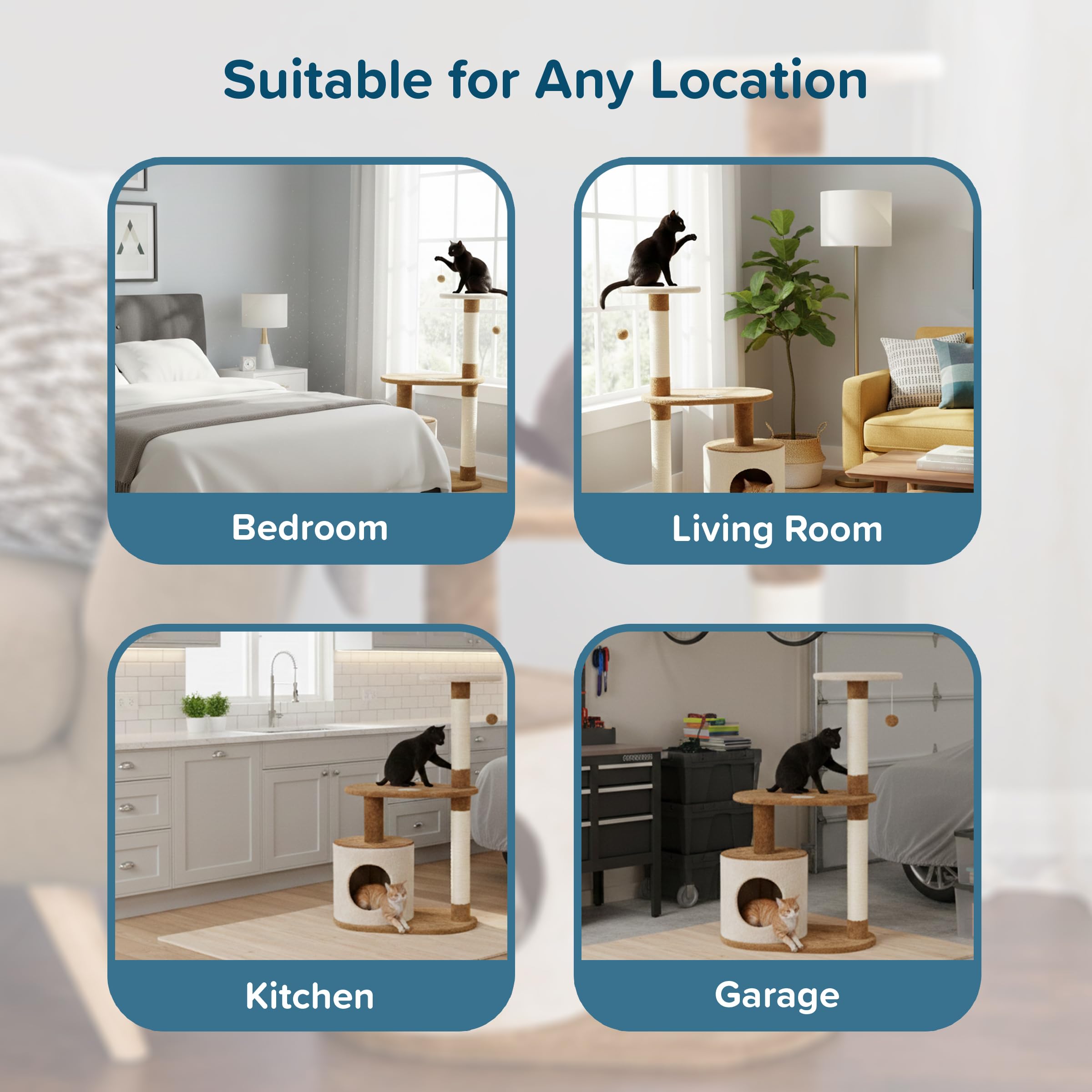 PETMAKER Cat Tree Materials include plush polyester carpet for comfort