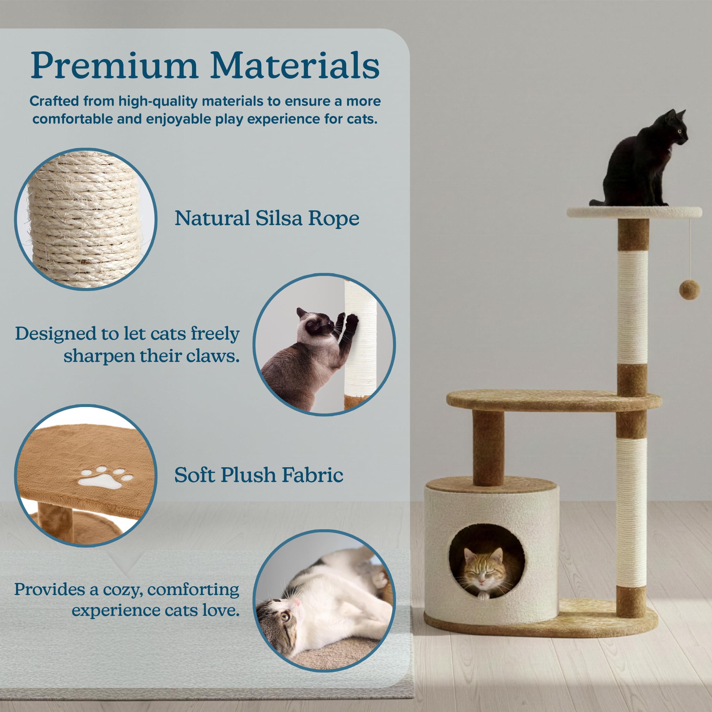 PETMAKER Cat Tree Sisal Posts inviting scratching to protect furniture