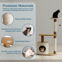 PETMAKER Cat Tree Sisal Posts inviting scratching to protect furniture