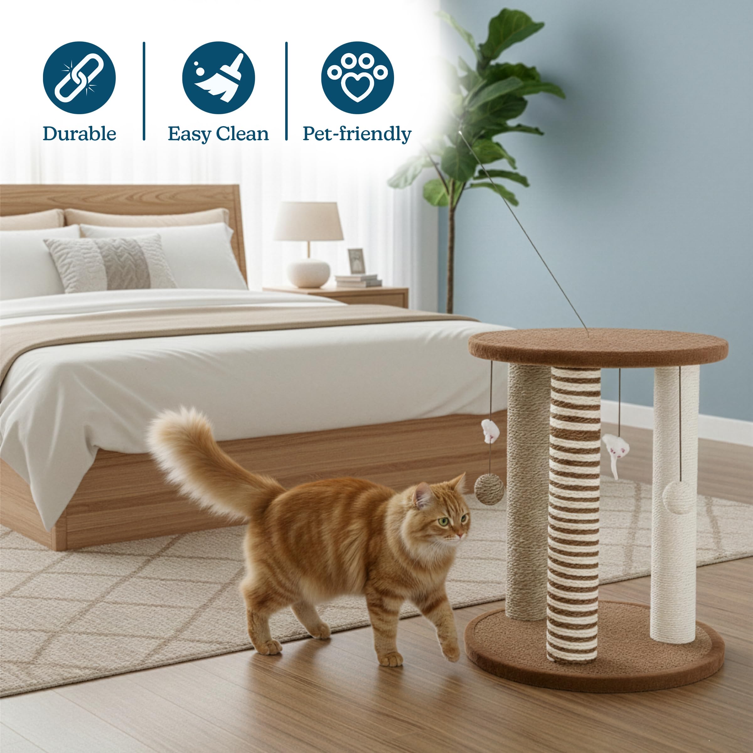 PETMAKER compact neutral-toned design fits small rooms without clashing with decor.