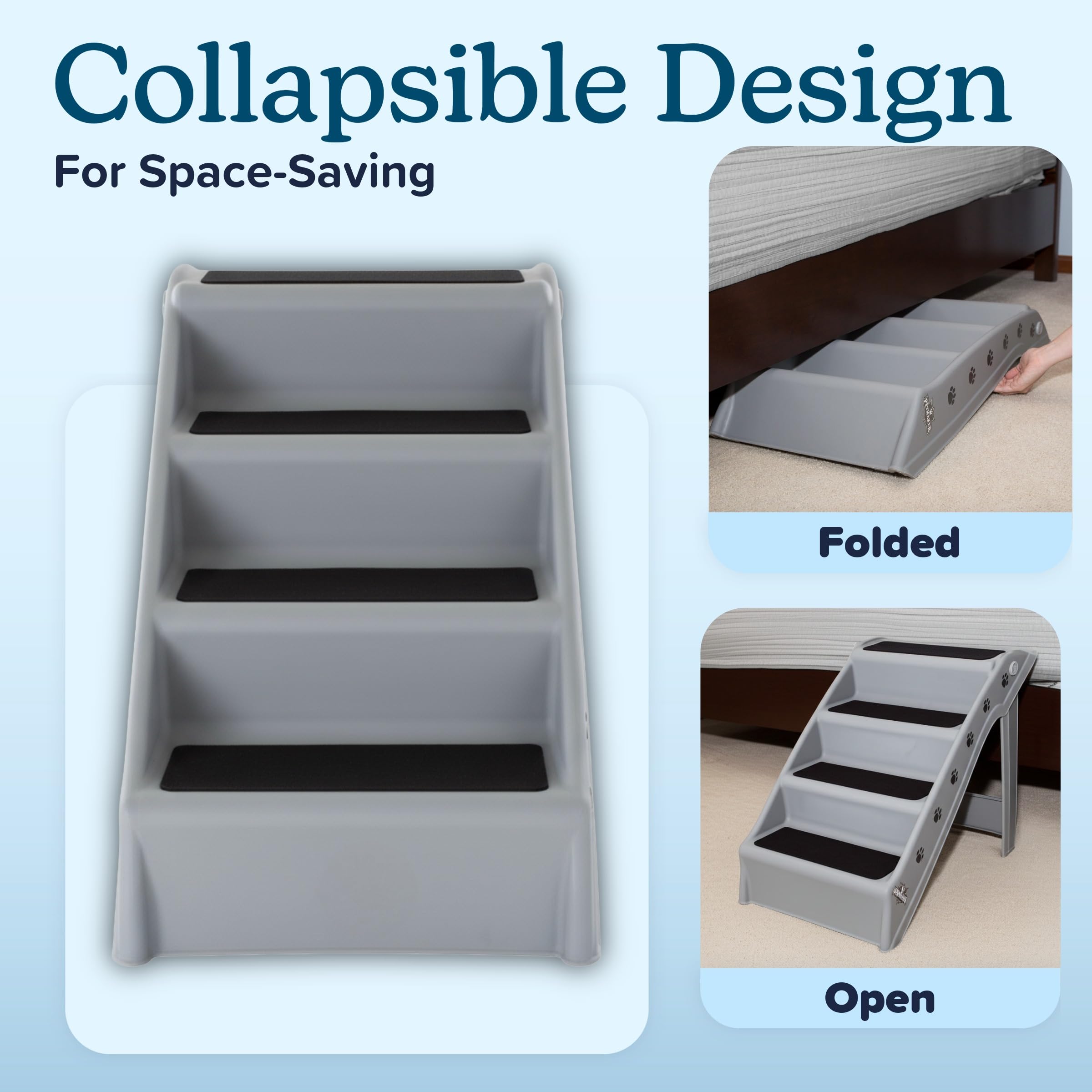 PETMAKER dog stairs four-step gray in car or truck for traveling pets.