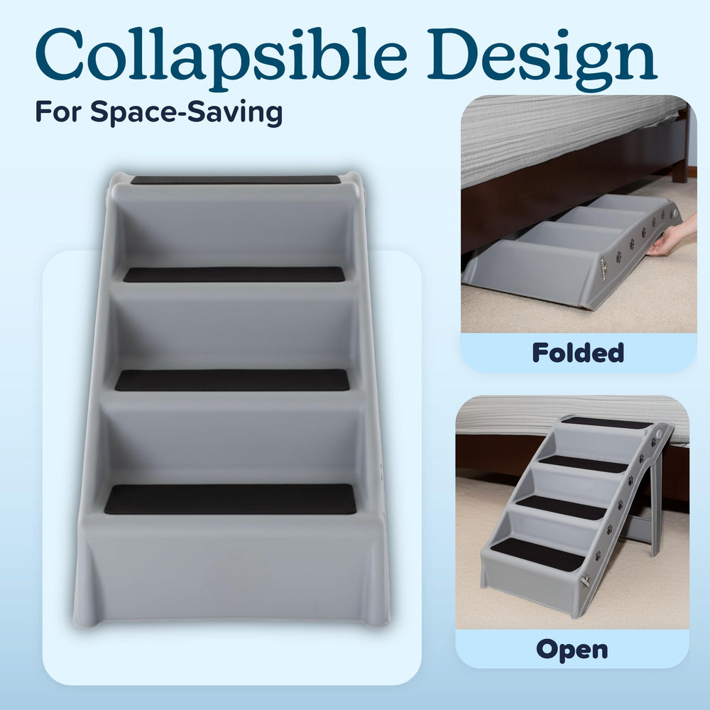PETMAKER dog stairs four-step gray in car or truck for traveling pets.