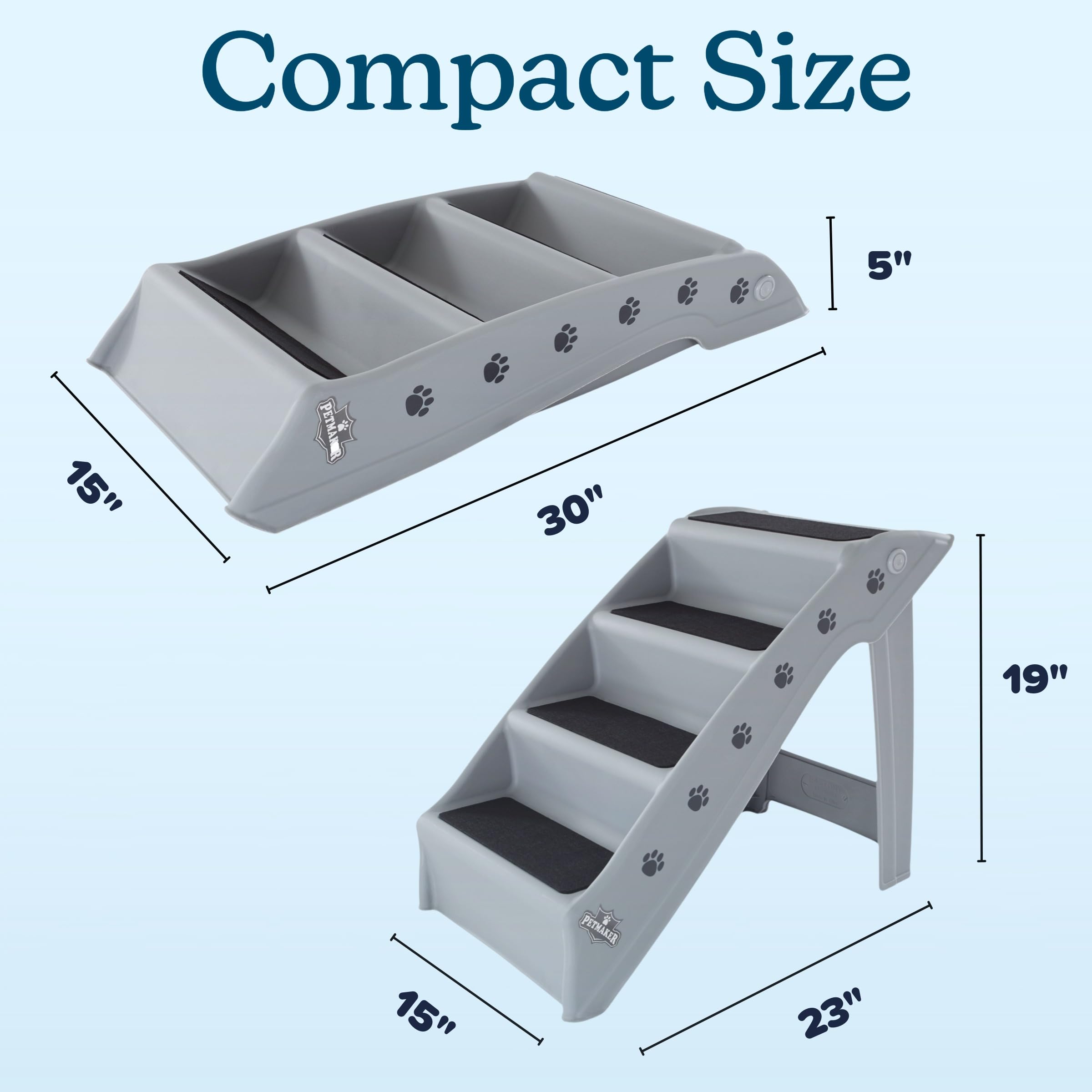 PETMAKER dog stairs four-step gray easy to clean with damp cloth and soap.