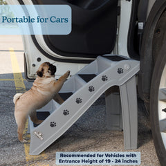 PETMAKER dog stairs four-step gray on bed support pets reaching favorite spots.