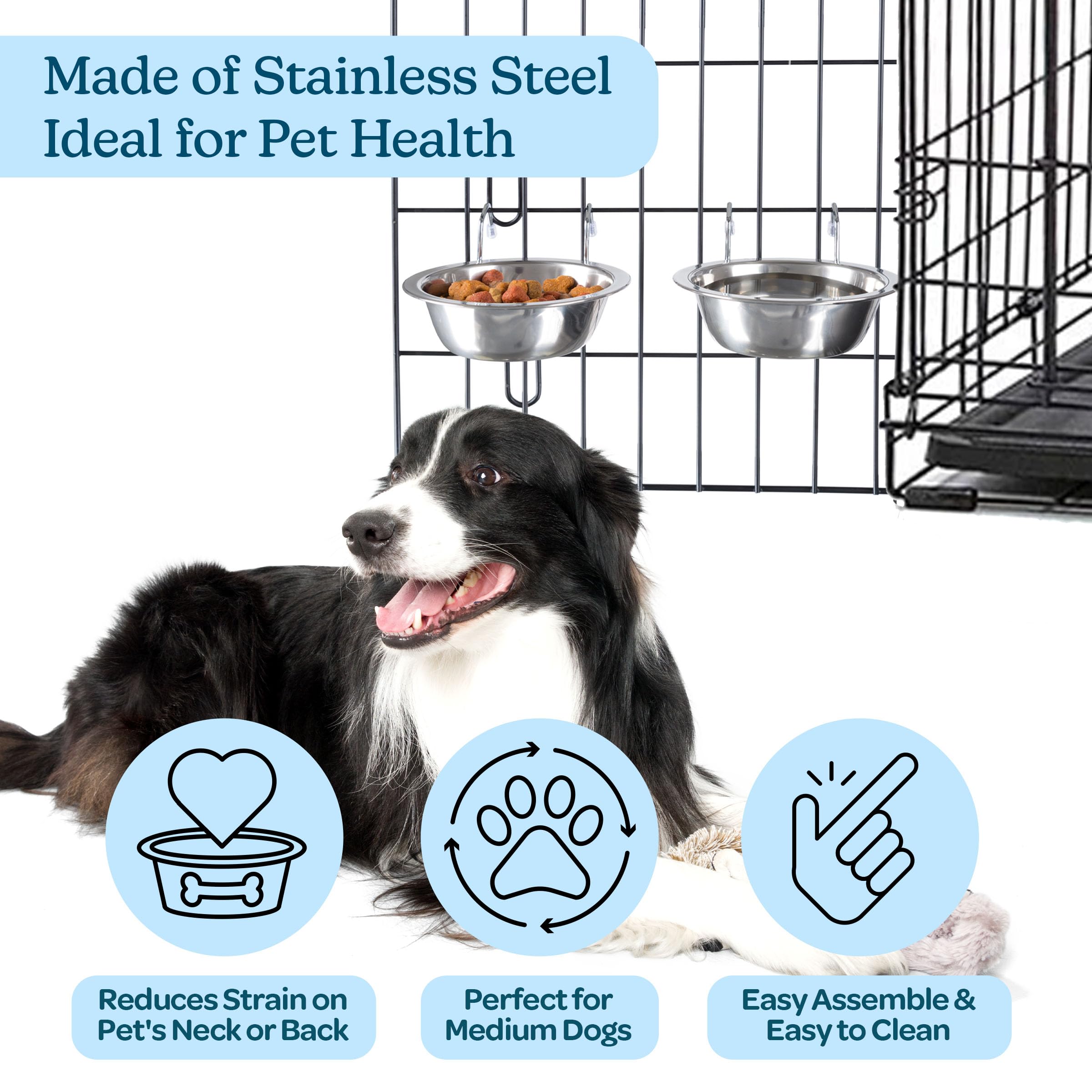 Stainless steel construction resists chewing and cracking for durable pet bowls.