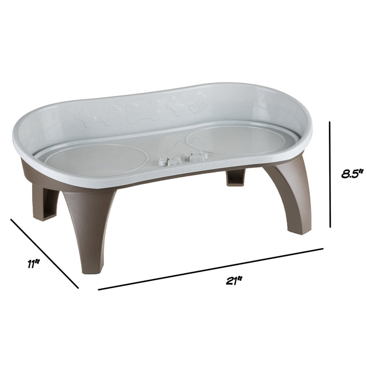 PETMAKER raised bowl stand with non-skid feet for stability.