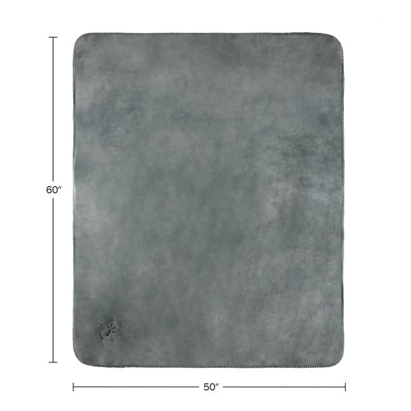 PETMAKER gray blanket with embroidered paw design adds subtle style.