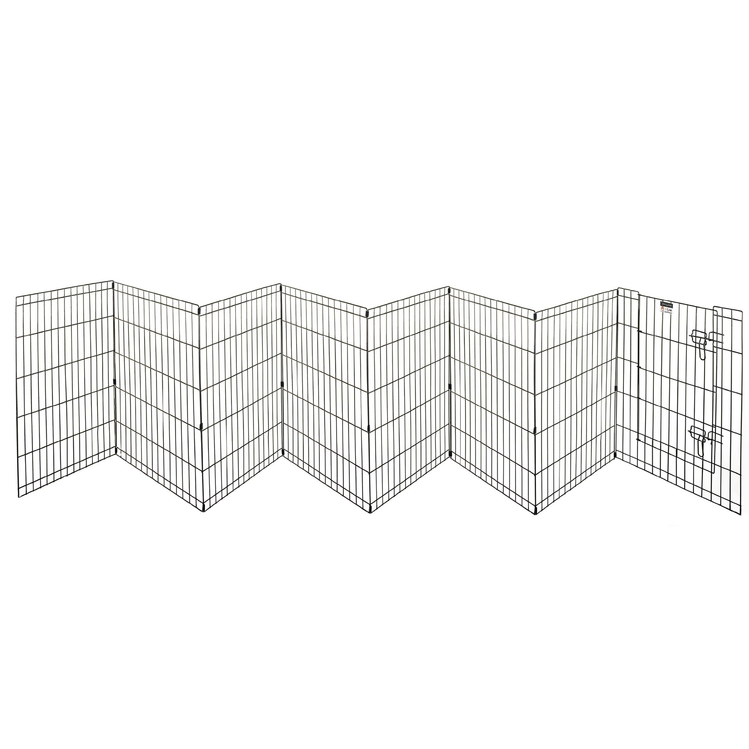 PETMAKER ground stakes securing the playpen outdoors.