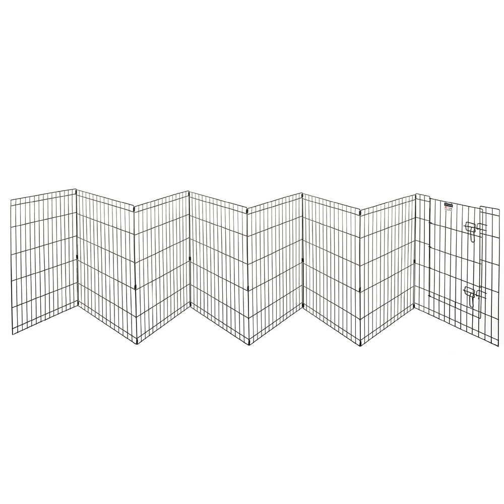 PETMAKER ground stakes securing the playpen outdoors.