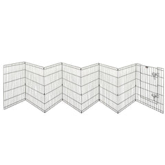 PETMAKER ground stakes securing the playpen outdoors.