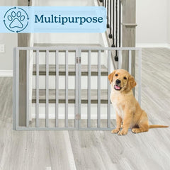 PETMAKER gate blocking doorway to keep pets away.
