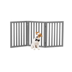 PETMAKER 3-panel gray indoor gate in setup blocks doorway with easy foldability.