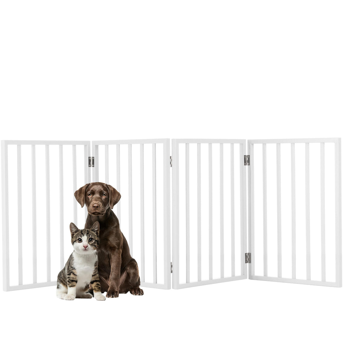 PETMAKER indoor pet gate fully extended across a doorway, freestanding setup.