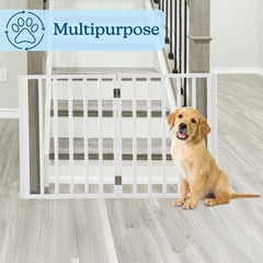 PETMAKER gate blocks doorway for busy cats and dogs in daily life.