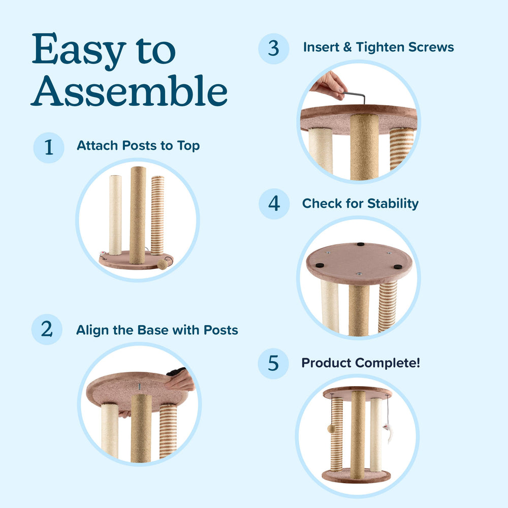PETMAKER materials include MDF, sisal rope, and polyester carpet for durability.