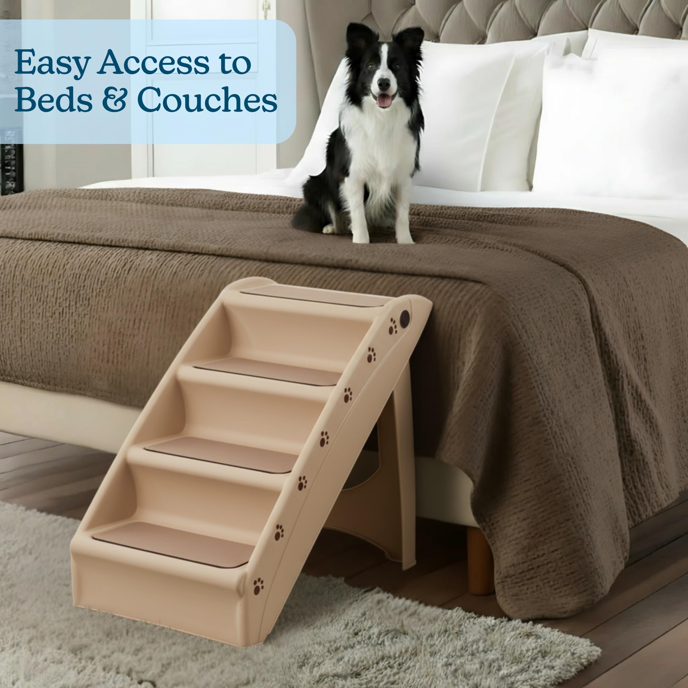 PETMAKER Pet Stairs folded for travel, showing compact and lightweight design.