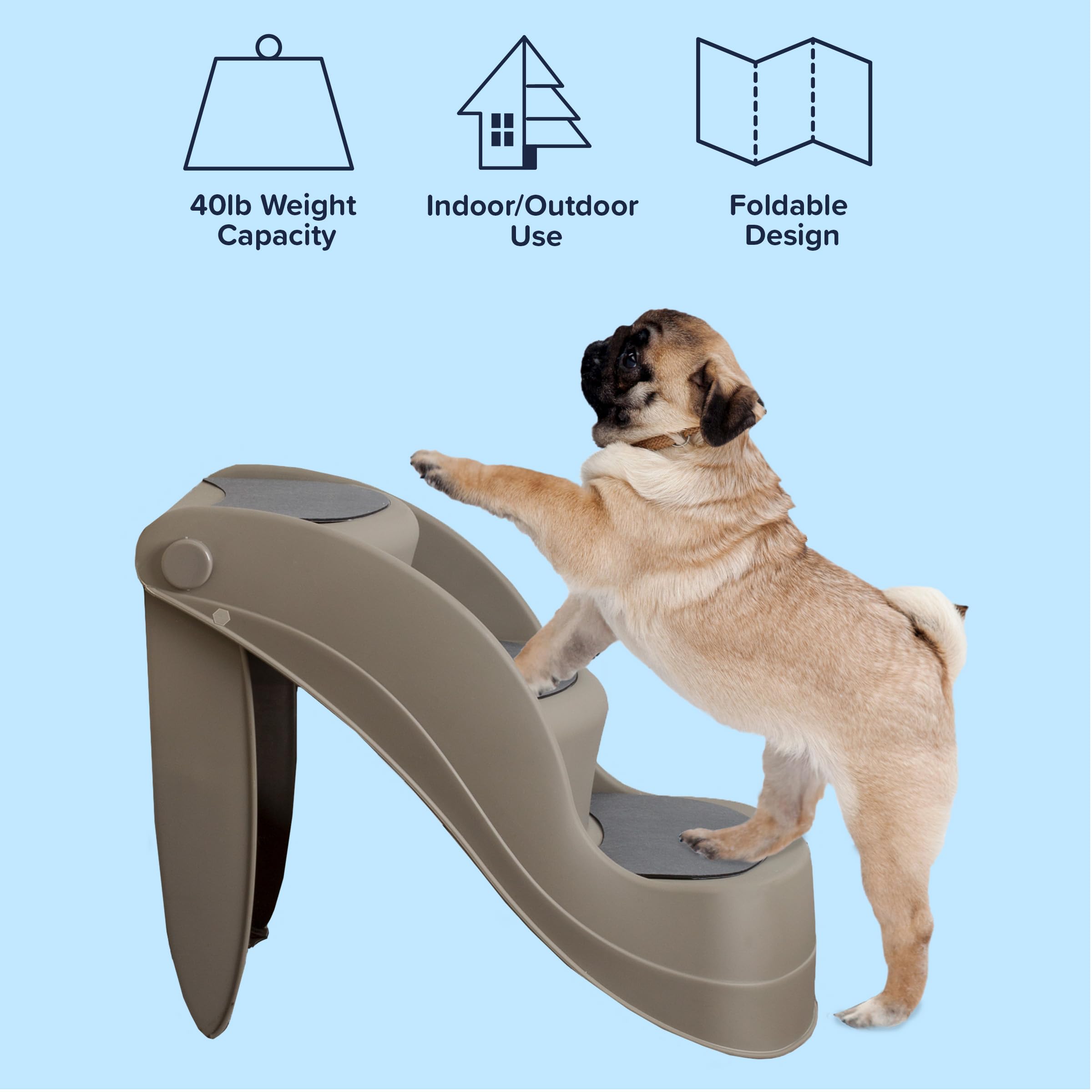 PETMAKER Pet Stairs safety-pins ensure leg stability during use.