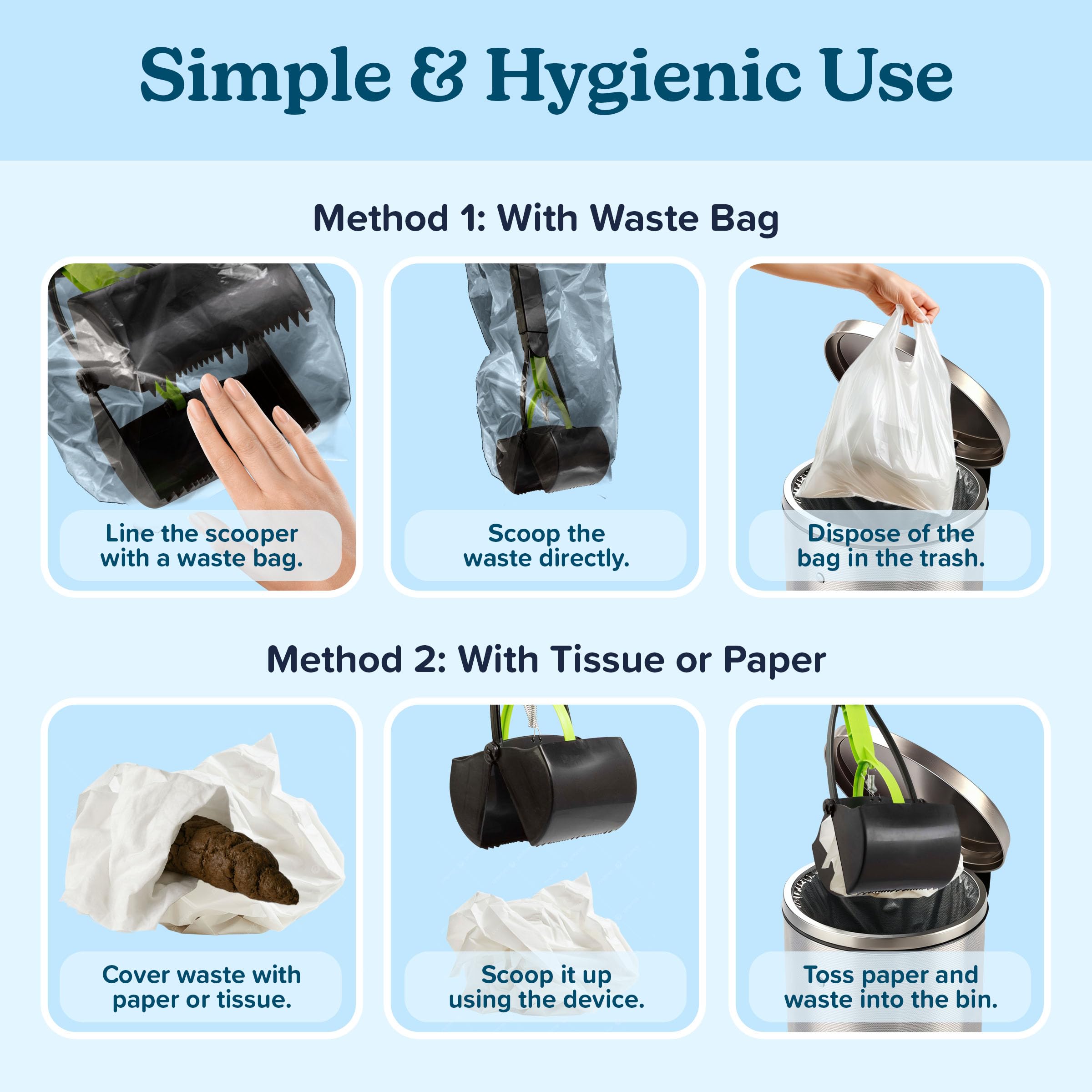 PETMAKER Pooper Scooper long handle helps keep you upright while cleaning