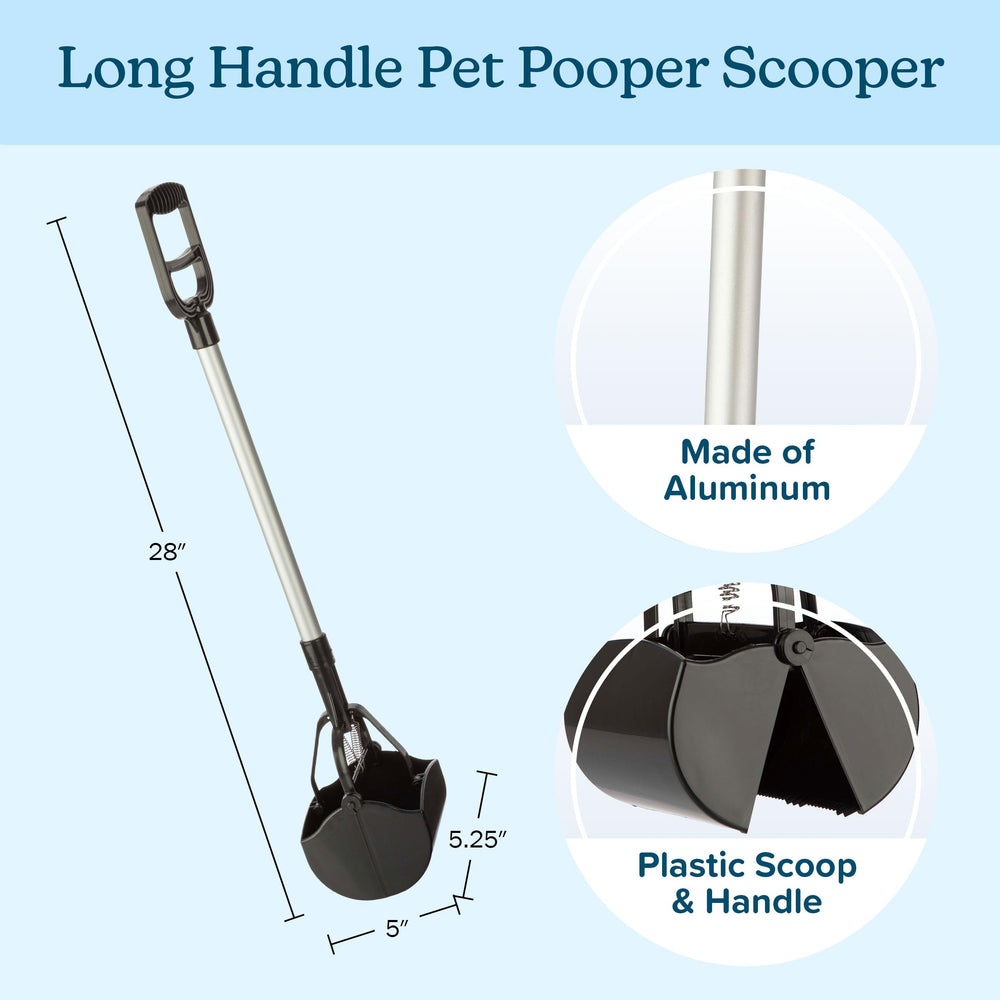 PETMAKER pooper scooper serrated jaws grip waste securely.