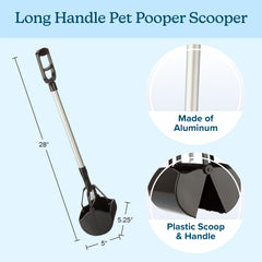 PETMAKER pooper scooper serrated jaws grip waste securely.